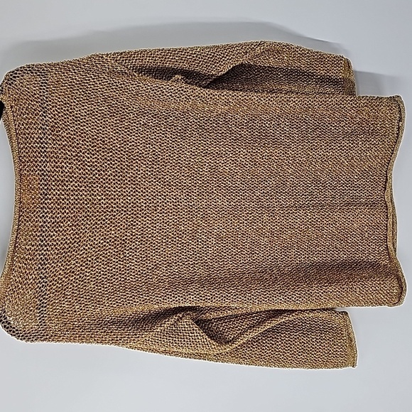 von Saken Gold Metallic Open Knit Mesh Pullover Sweater Vintage - Picture 8 of 10